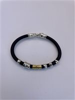 Bracciale Soma Gioielli Uomo Bracciale in oro, cuoio e argento in Pelle MIS B2171 BR CU/AG/OG